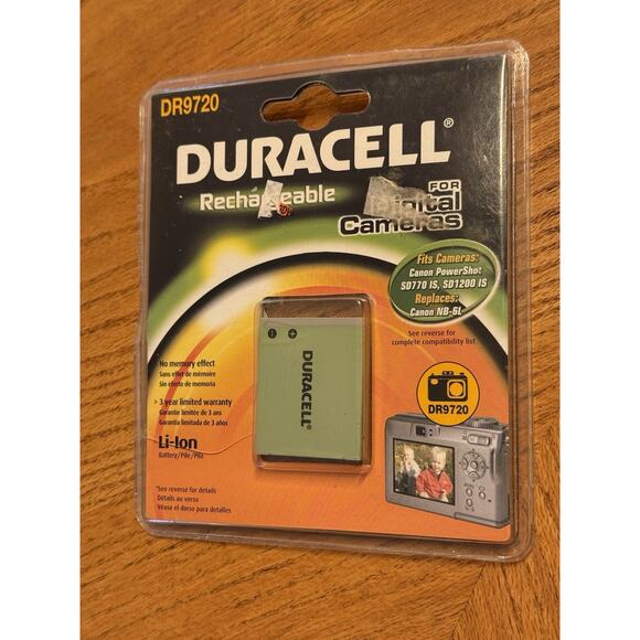 NEW DURACELL NB-6L Li-Ion RECHARGEABLE Battery for Canon SD770 SD1200 IS DR9720 - Picture 1 of 2